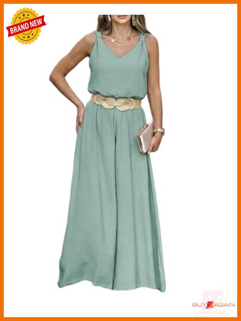 Summer Sleeveless Twist Tank Top And Wide Leg Pant Sets Casual Travel Airport